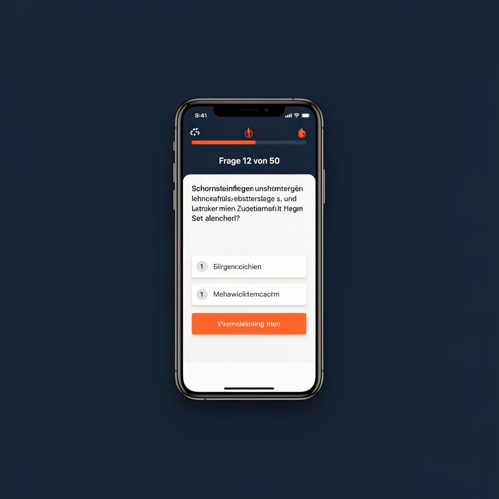Schornstein-Erfolg Lernapp auf dem Smartphone